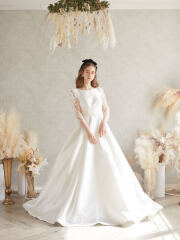 インポート　ロングスリーブサテンプリンセスラインドレスUS4