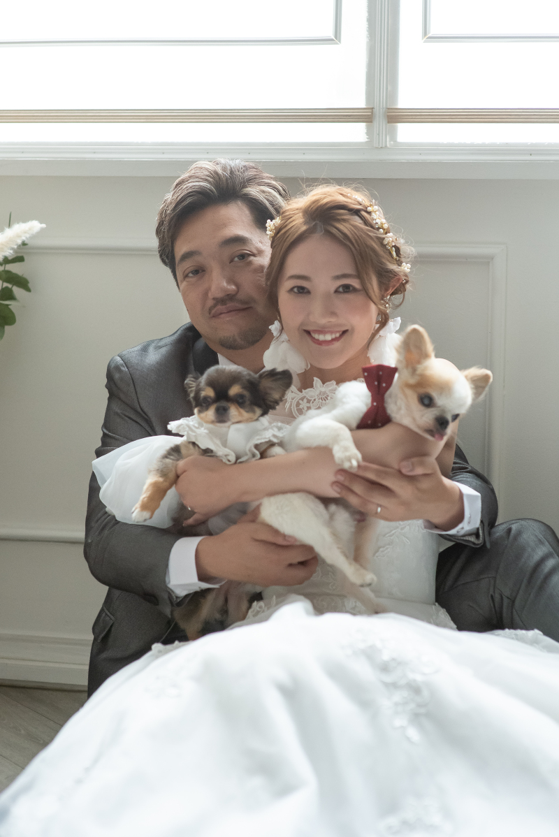 ワンちゃんと一緒にスタジオ撮影♡