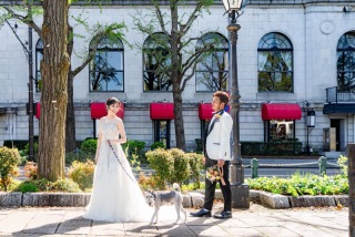ロケーション＆スタジオ　ワンちゃんと一緒にウェディングフォト♡