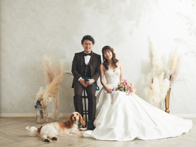 ワンちゃんと一緒に♡スタジオウェディングフォト