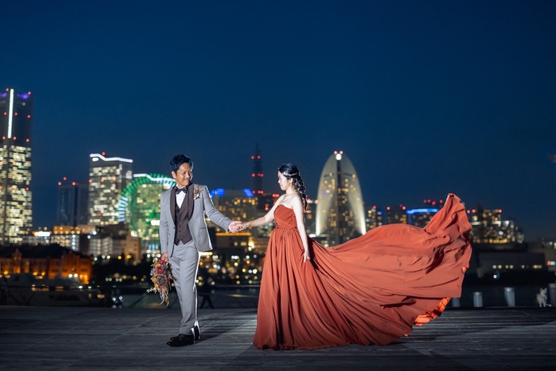 《大さん橋トワイライトプラン》夕日からナイトまでの時間延長プラン　ドレス・タキシード１着　衣装グレードアップなし！