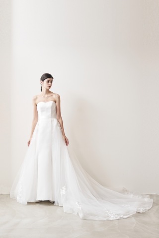 シンプルソフトマーメイドドレス+レース付きオーバースカート