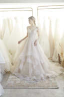 ベージュピンクティアードドレス　ao-wdrs-050956