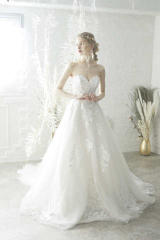 お花柄レースAラインドレス　am-wdrs-50972