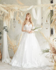 ウェスト透け感Aラインドレス　ao-wdrs-60900