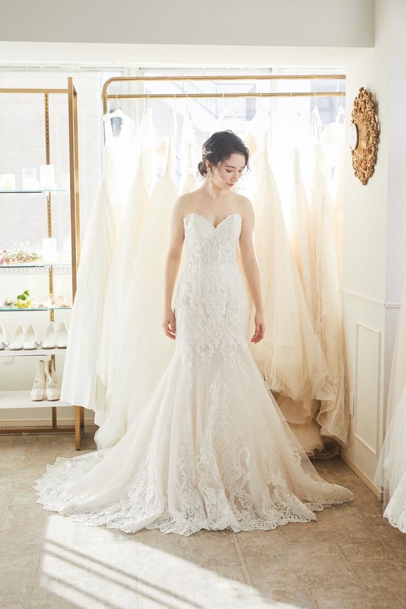 総レースニュアンスカラーマーメイドドレス　US6