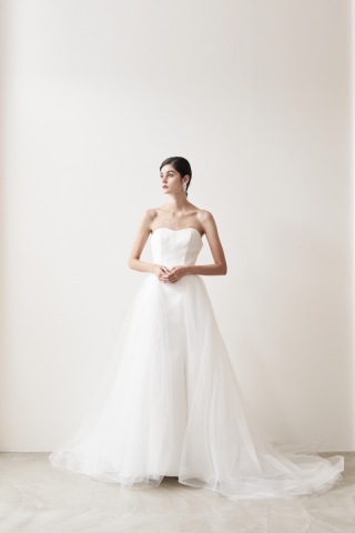 ソフトマーメイドドレス+ホースヘア切替オーバースカート