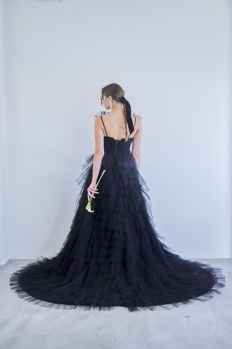 チュールティアードブラックドレス60763