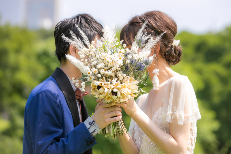 お洒落ななドライフラワーをメインに