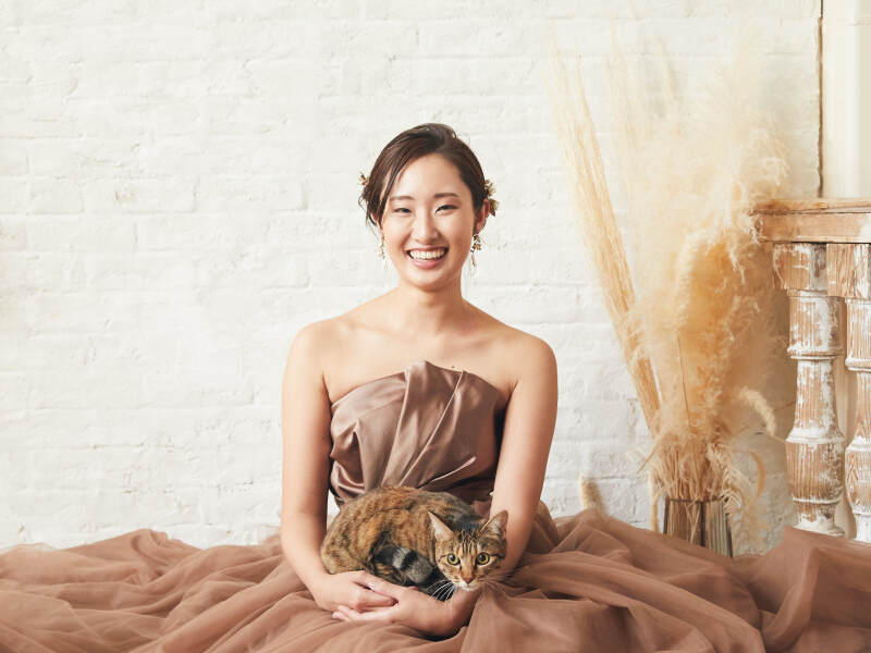 ネコちゃんと一緒にウェディングフォト