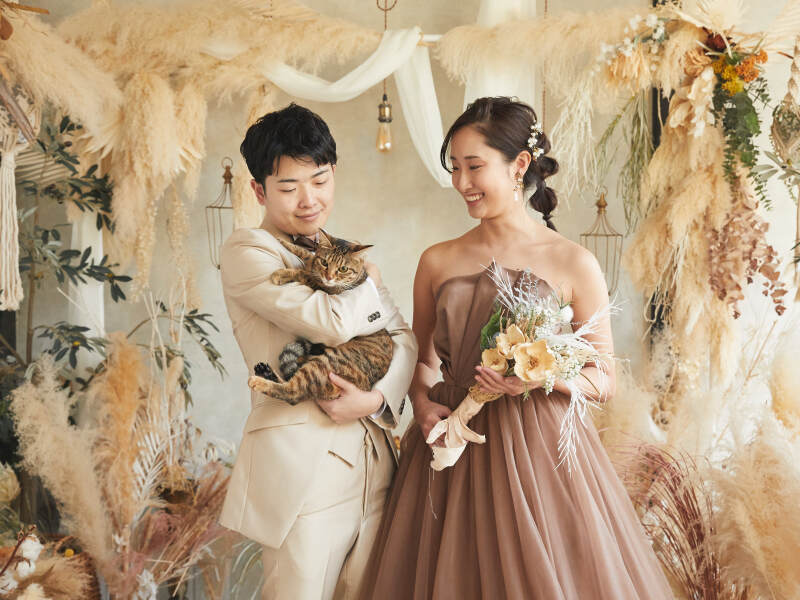スタジオ撮影・ネコちゃんと一緒にウェディングフォト