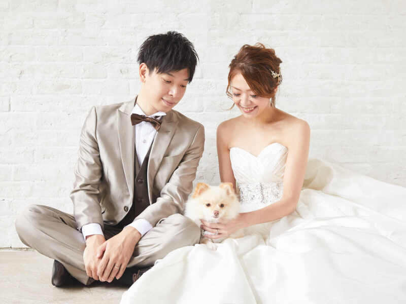 ワンチャンと一緒にウェディングフォト