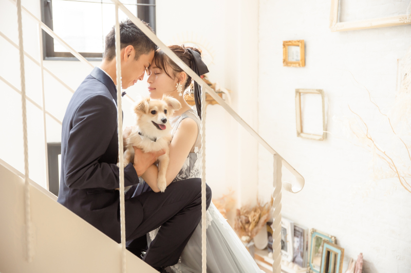 ワンチャンと一緒にウェディングフォト