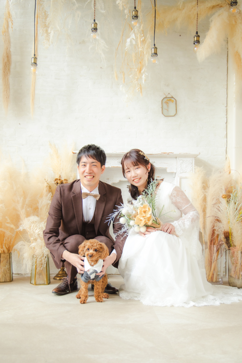 スタジオウエディングフォトペットと一緒に