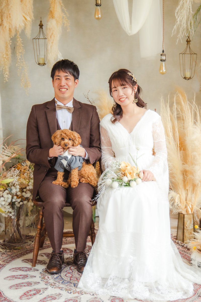 スタジオウエディングフォトペットと一緒に