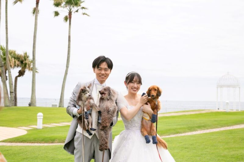 愛犬と一緒に撮影