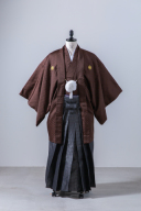 ブラウン紋付・市松模様袴