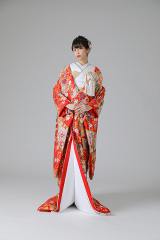 正倉院文様・菊・桜・赤 (IU04024)