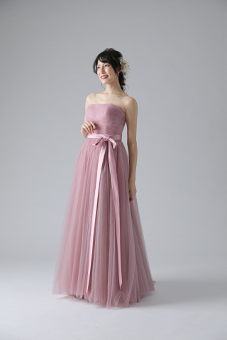 ピンクパープルチュールフロア丈（ED60941)