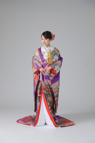 御所車・百合・松・パープル　(IU04039)