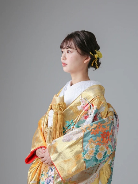 ゴールド　鶴に四季花 IU10542