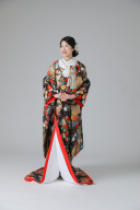 金糸御所車・菊・撫子・ブラック (IU04025)