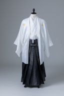 白色紋付・市松模様袴