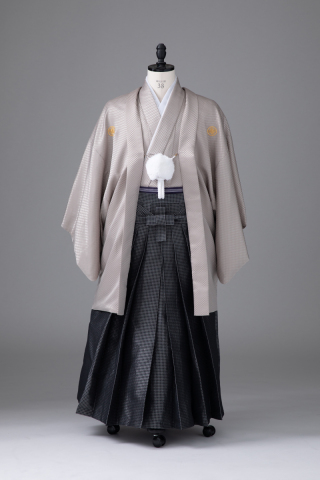 市松ベージュ紋付・市松模様袴