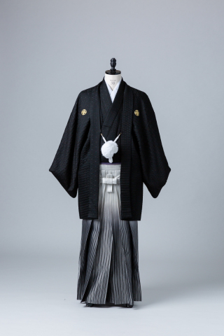 正絹黒紋付き・グラデーション袴