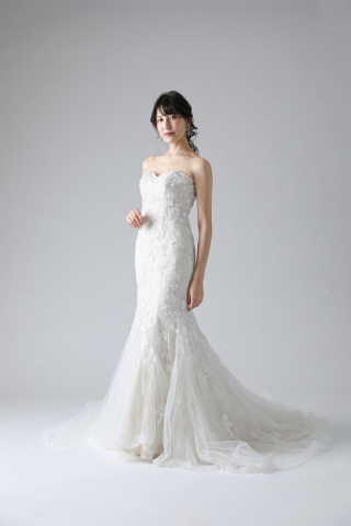 ダブルレース裾チュールマーメイド(WD00096)