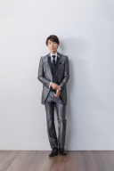 ダブルベストドット柄襟黒サテン