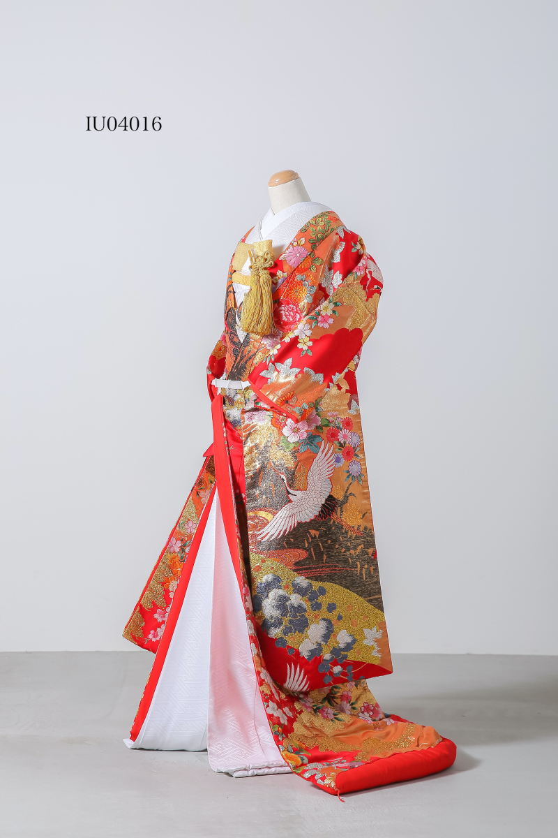 金糸・鶴・雲取文様・梅・桜・赤(IU04016)
