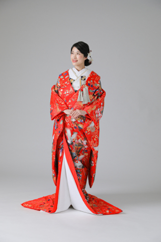 鶴・花車・流水・赤　(IU04028)