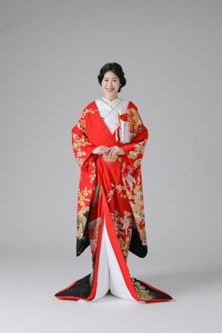 友禅・金刺繍・花車・赤黒(IU04001)