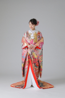 金糸・鶴・牡丹・菊・流水・ピンク(IU00144)