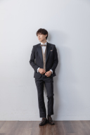 ノッチドラペルブラウンベスト/チャコールグレー