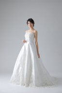 胸元パール刺繍　裾カットレース(62174)