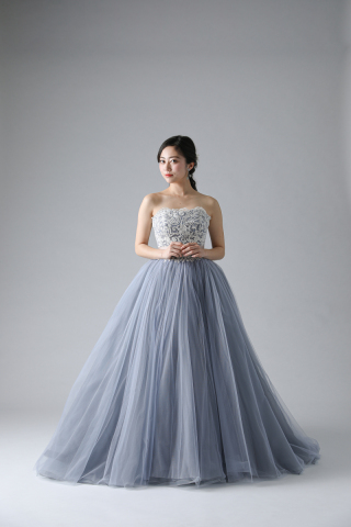 グレーホワイトトップス刺繍(ED00026)