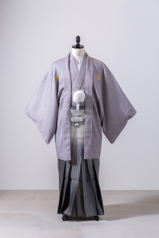 ライトグレー紋付・グラデーション袴