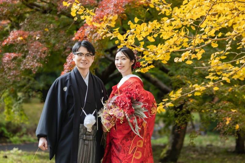 紅葉とイチョウのコラボ