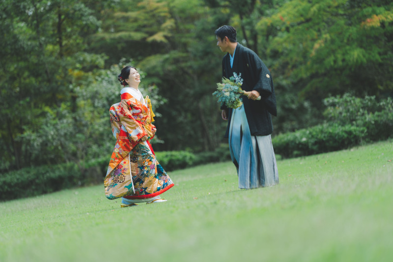 日本庭園とコスモス4