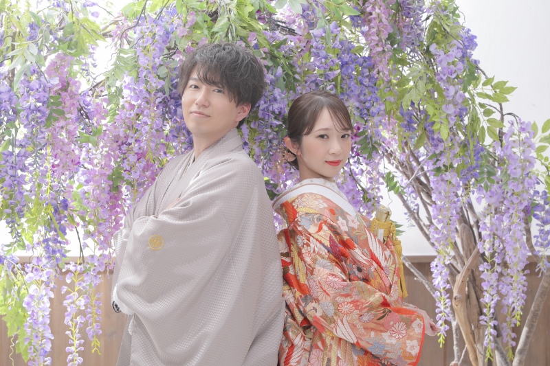 藤の花で和装スタート