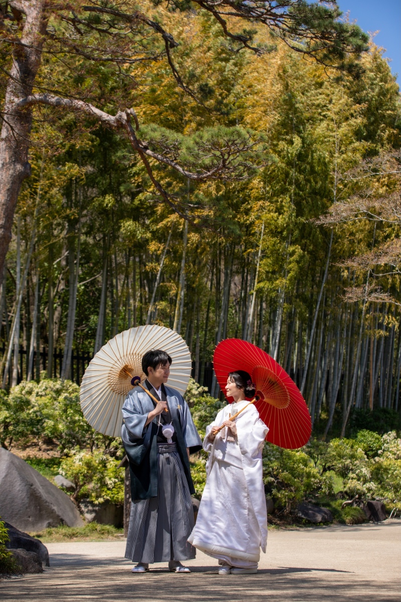 竹林と和傘