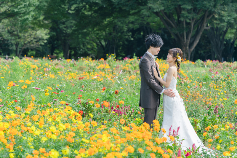 色とりどりのお花に囲まれて