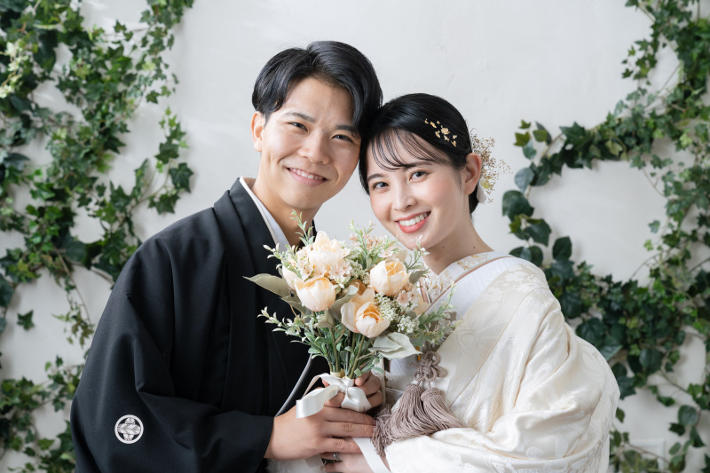 ブーケを持って