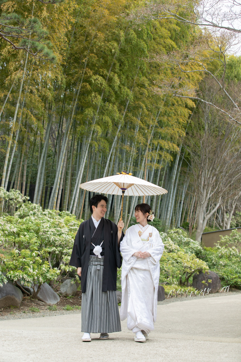 竹林で