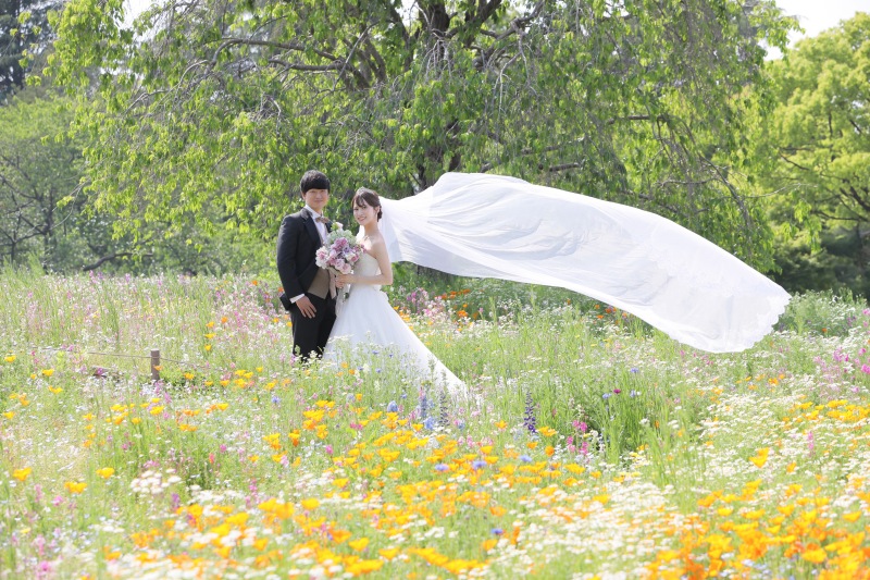 ベールをふわっと