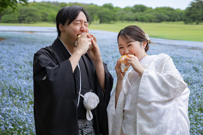 ハンバーガーで撮影