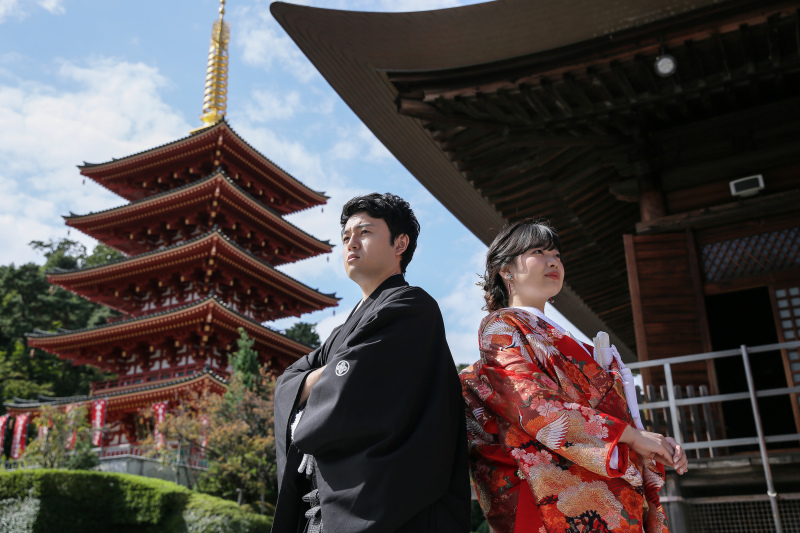 五重塔をバックに