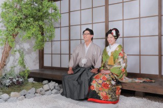 屋内庭園で2着&新日本髪のこだわり撮影！